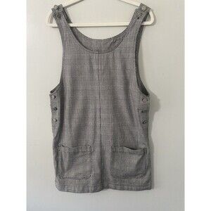 Vintage Essentials Style Overall Jumper Mini Dress Glen Plaid Sz M 90s Grunge
